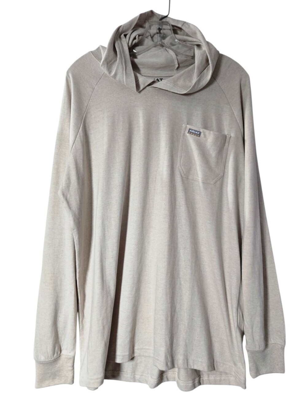 Ariat Work Rebar Cotton Strong Hooded LS Shirt Oatmeal Heather Women XL